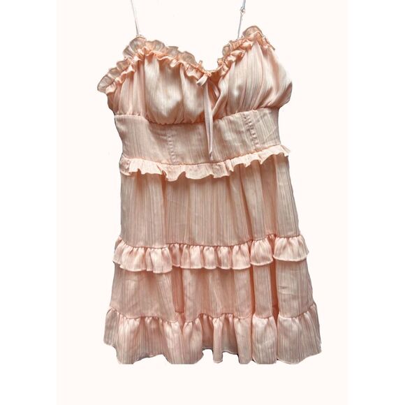 wild fable Dresses & Skirts - Wild Fable Peach Spaghetti Strap Ruffle Dress Size MD Milkmaid Wedding Fairygoth